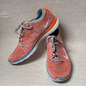 Nike Free TR Flyknit Womens Sz 6 Wm Shoes Sneakers Gamma Blue Orange